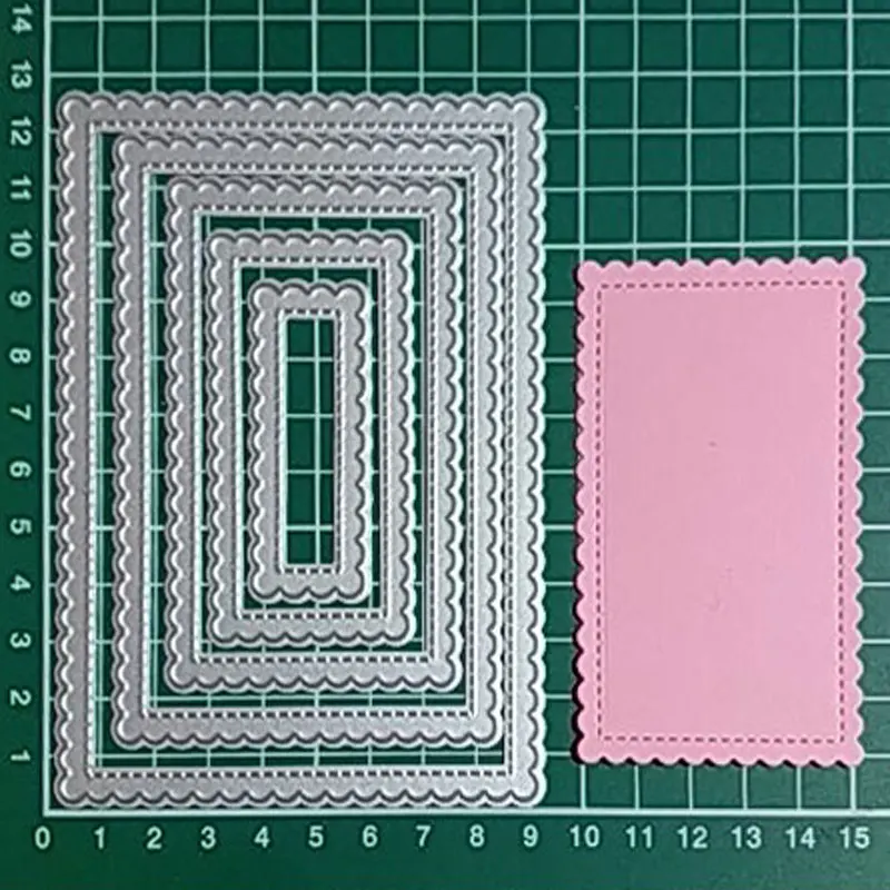 

Stitched Rectangle Scallop frame metal cutting dies Scrapbooking Steel Craft Dies cuts Embossing paper art card make Stencil