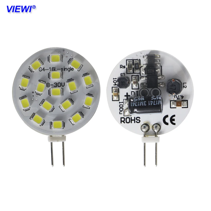 

2pcs G4 2W 12 24 v volt LED Round Ceiling Lamp car reading light 300Lm 12v 24v Auto drl Daytime Running Lights 2835 16 leds