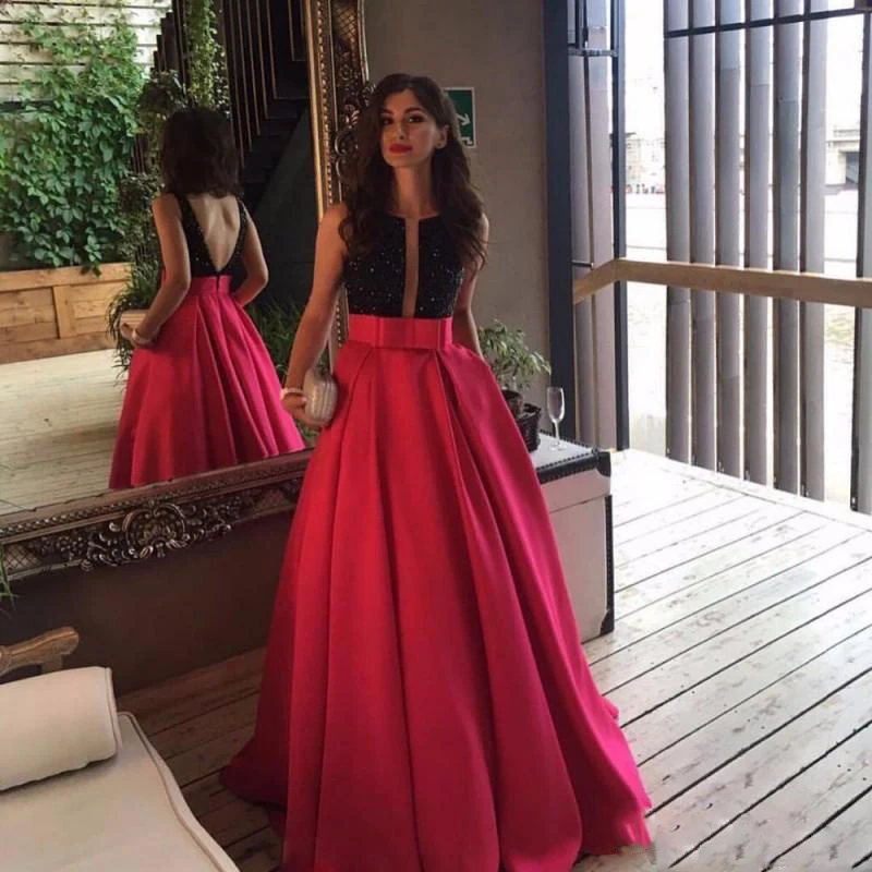 2017-fashion-black-and-red-a-line-evening-dress-formal-long-vestido-de-festa-sexy-backless-beading-lace-evening-party-dress