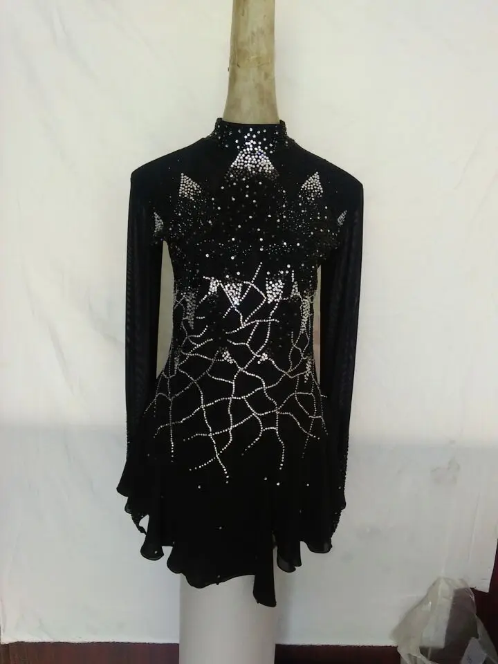 

Free shippingblackCUSTOM MADE TO FIT FIGURE ICE SKATING/ DANCING/ BATON TWIRLING COSTUMESD14