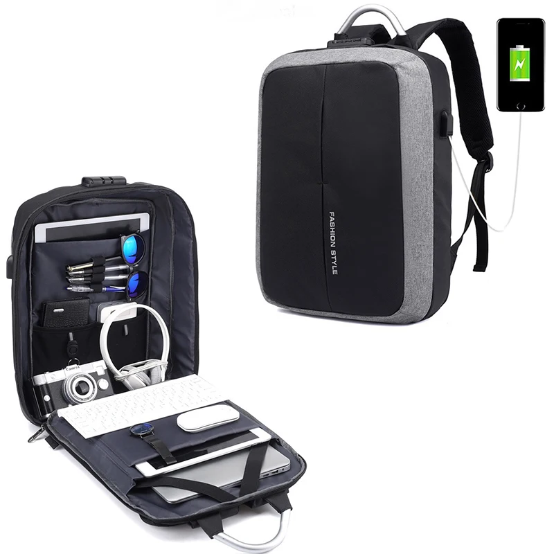 

Newest Anti-thief USB Recharging Men Backpack Travel TSA Lock Design Business School Bags Fashion Message Computer Back pack