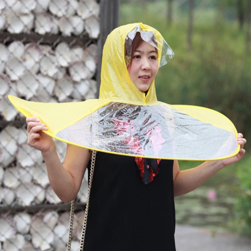 

Creative Useful Umbrella Raincoat Headwear Hat Outdoor Fishing Cap Golf Child Adult Rain Coat Cover Transparent Umbrellas M-XL