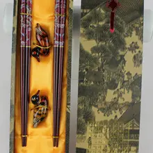 2 пары Китайский Винтаж ручной работы деревянные палочки для еды и кронштейны подарочный набор