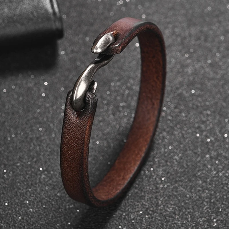 Jiayiqi мужской браслет винтажный черный/коричневый из натуральной кожи мужские часы наручные браслеты мужские ювелирные изделия 20 см/18,5 см