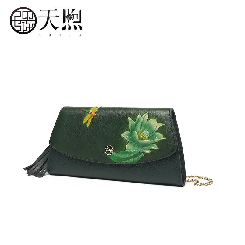 

First layer cowhide small square bag female 2019 new leather retro embossed ethnic style single shoulder slung small bag