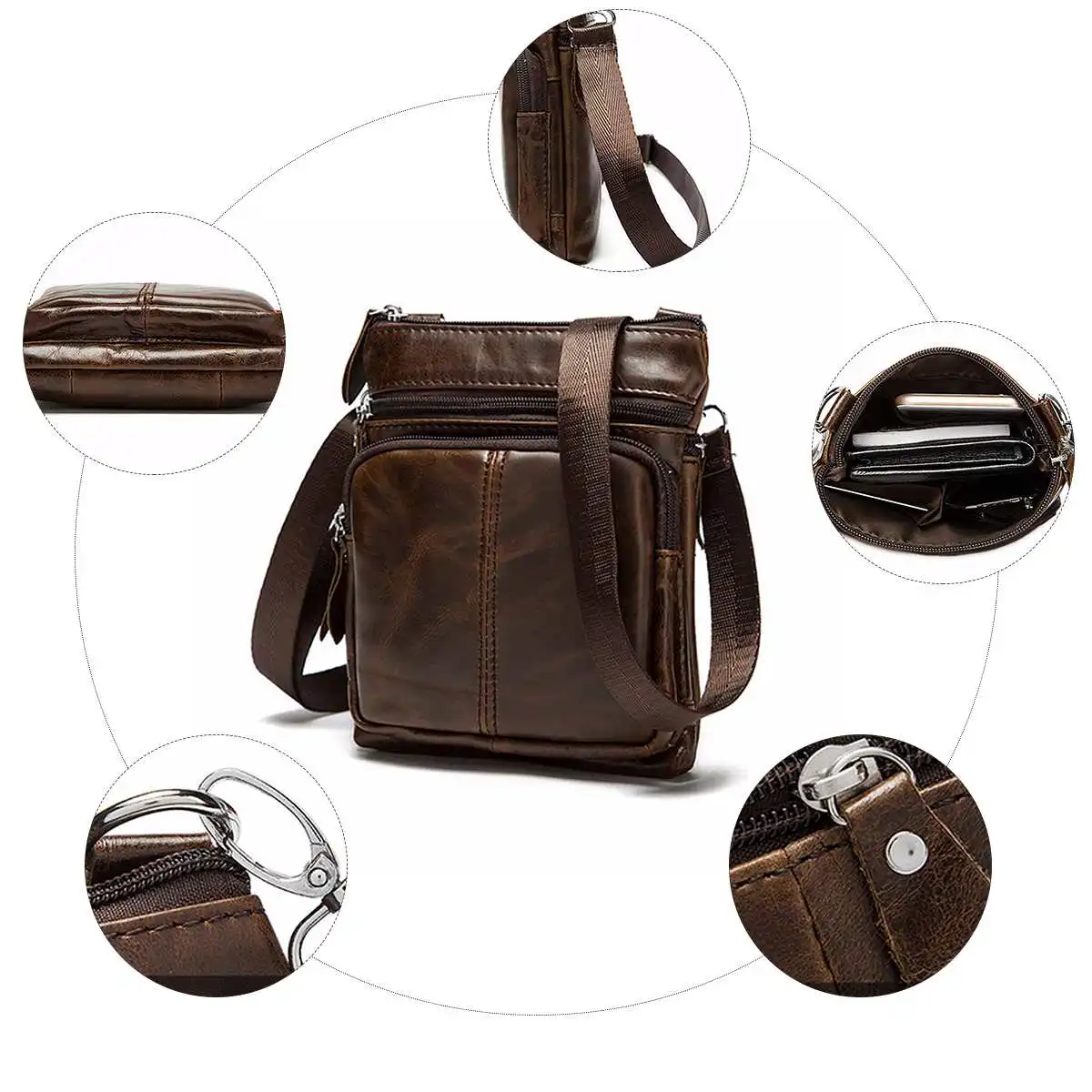 Men's Genuine Leather Crossbody Bags For Men Small Messenger Shoulder Bag Vintage Luxury Handbag Casual Satchel Bolsa