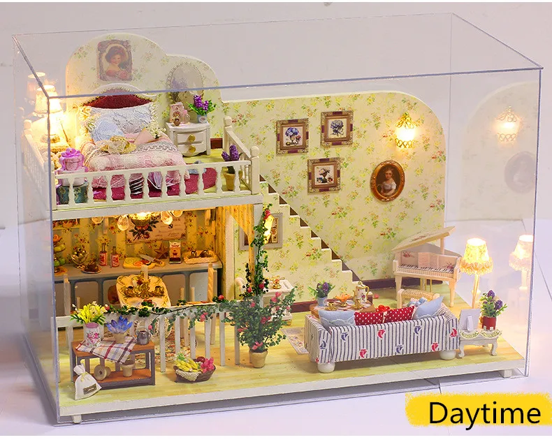 iiE CREATE 2018 New DIY 3D Mini Toys Educational Wooden Room Doll house Miniature with LED+Furniture for children Lover  (5)