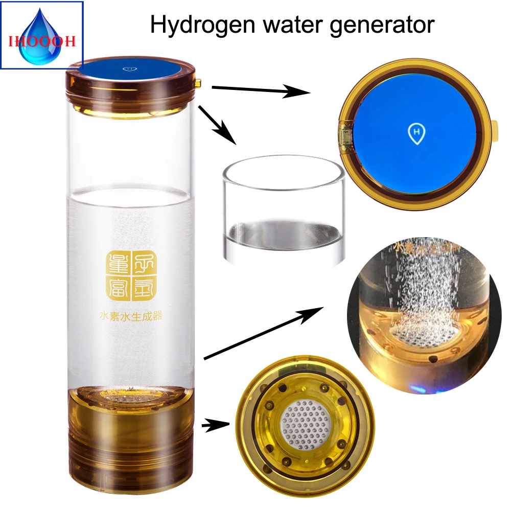 

Ihoooh Anti-Aging Hydrogen rich generator Office Home water ionizer H2 water cup Built-in acid water chamber Hydrogen cup