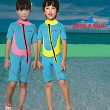 2,5 мм неопреновый Детский костюм для подводного плавания для мальчиков и девочек, гидрокостюмы, сохраняющие тепло, костюм для дайвинга с короткими рукавами