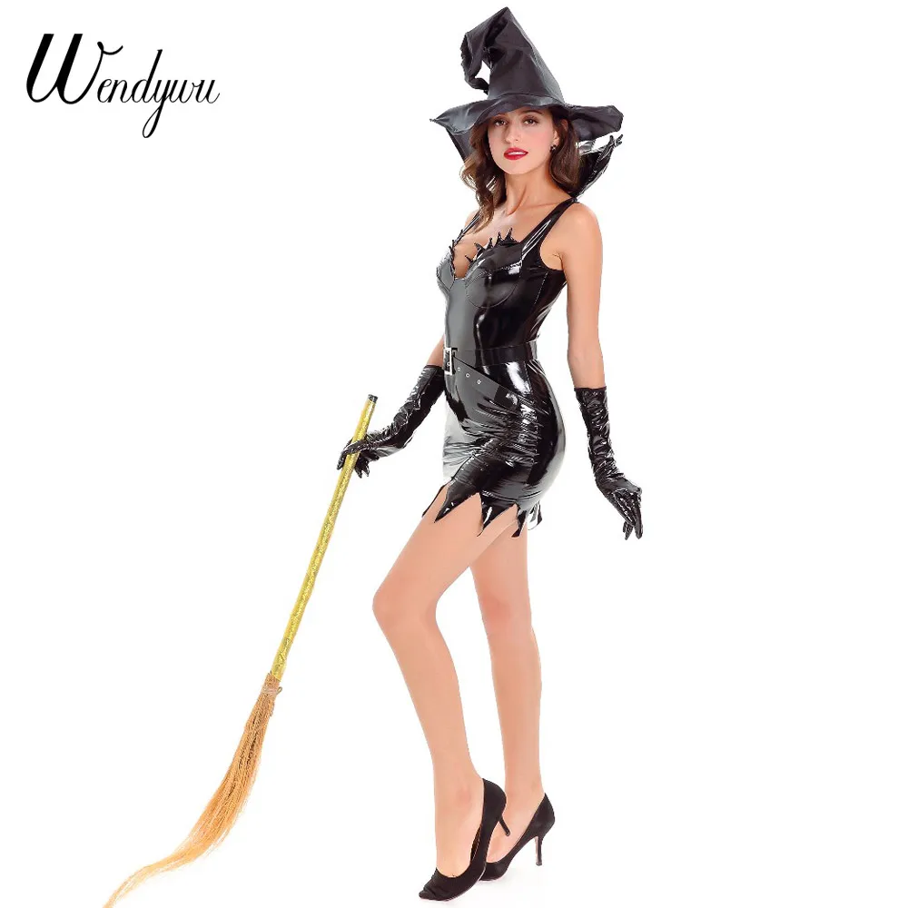 WENDYWU/модные, пикантные Для женщин низкая Средства ухода за кожей шеи без рукавов Черное мини-платье Прихватки для мангала костюмы ведьм