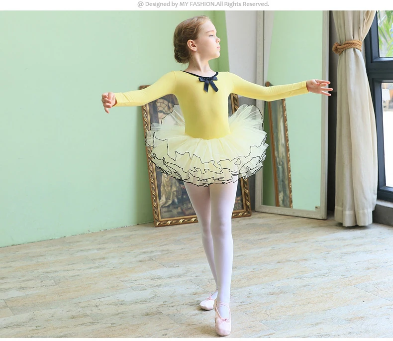 (10 комплектов-топ и штаны) Детская кружевная танцевальная одежда балетная юбка с длинными рукавами для девочек детское осенне-зимнее