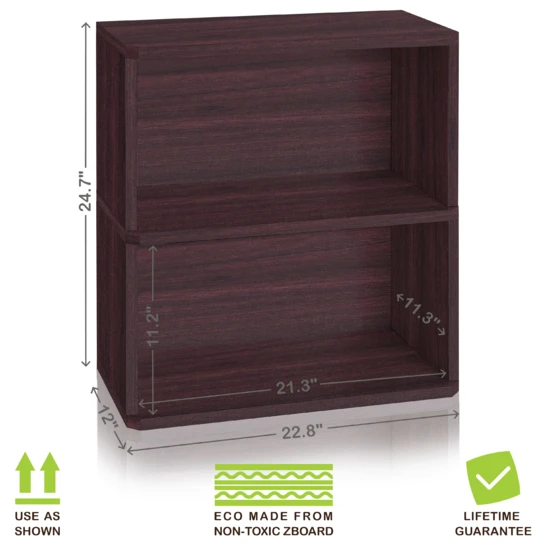 Way Basics Eco Friendly Webster 2-Shelf Bookcase, Espresso Wood Grain - Tool-Free Assembly - LIFETIME GUARANTEE (1)