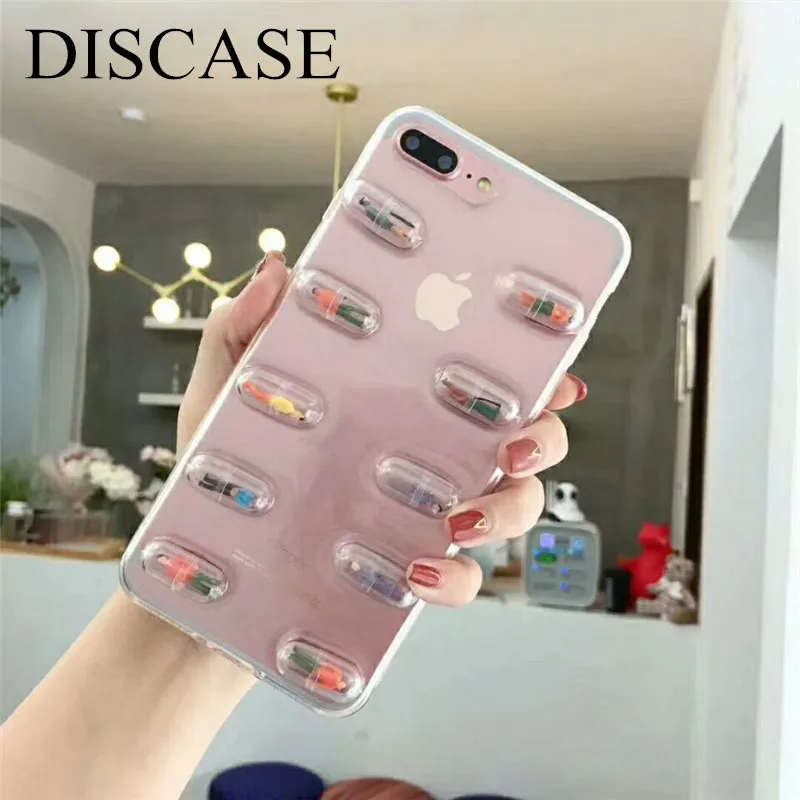 Чехол DIS, мягкий ТПУ чехол для телефона, для iphone XS, XR, XS, Max, X, 6, 6 S, 7, 8 plus, модный, забавный, 3D, Pill Character, Capsule, Candy, роскошный чехол на заднюю панель