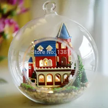 B005 Алиса Фэнтези древних миниатюрный замок Стекло мяч diy кукольный домик Голос Светодиодные Кукольный дом