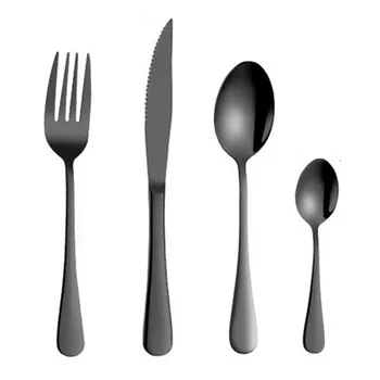 

4 set 16pcs Black Dinnerware Set 304 Stainless Steel Cutlery Set Knife Fork Spoon Tableware Wedding Silverware set