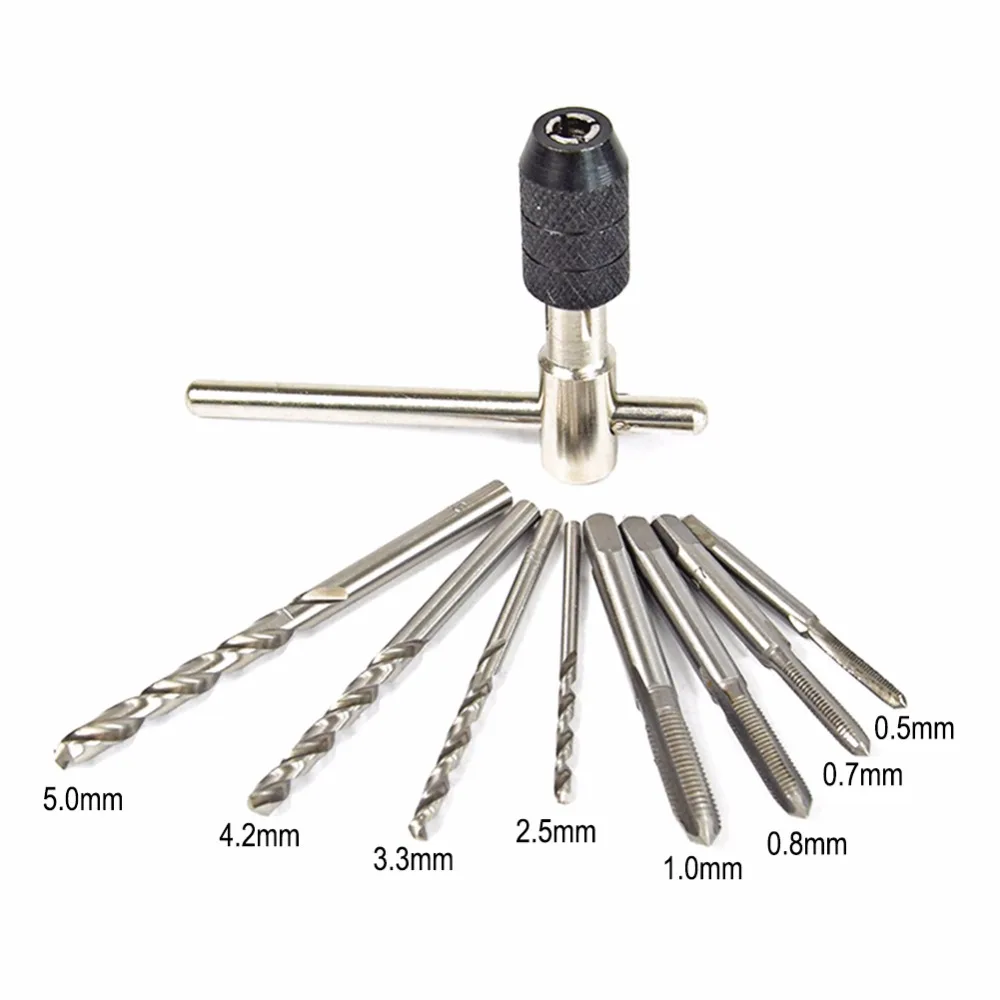 9pcs/Set T Type Machine Hand Screw Thread Taps Reamer M3/M4/M5/M6