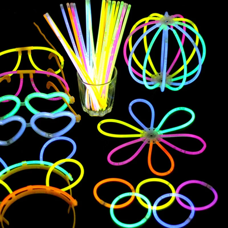 100 Pcs Luminous Colorful Bracelets Light Glow Stick Wedding Christmas