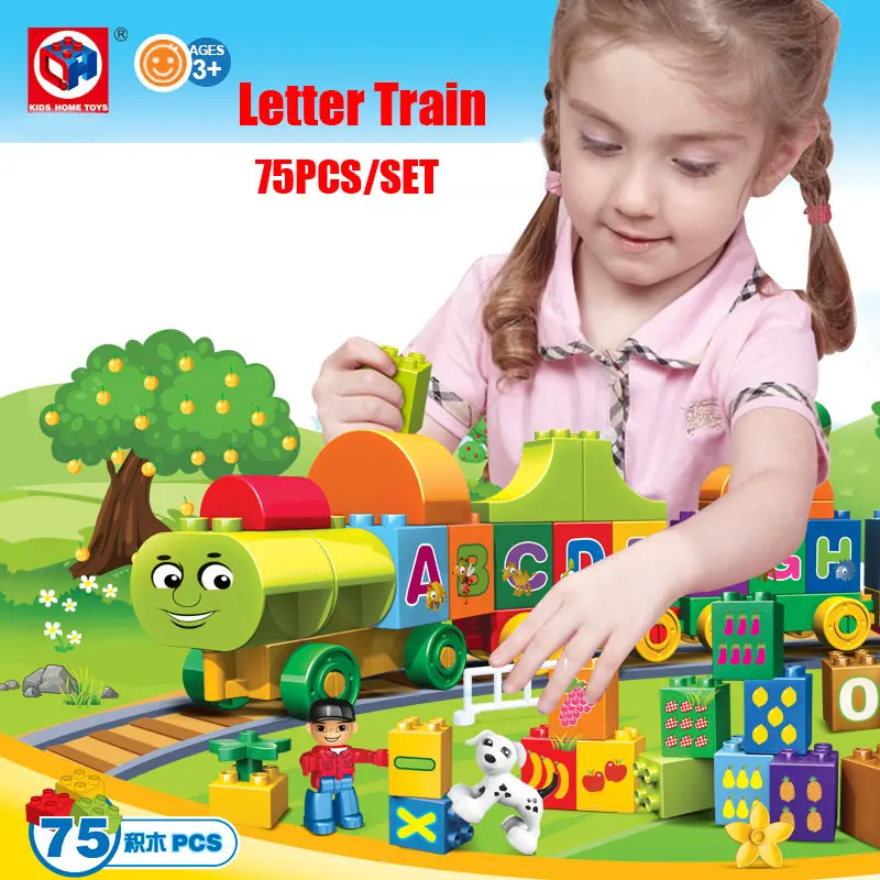 

Kid's Home Toy 75PCS My First Edition Letter Alphabet Train Model Large Particle Building Blocks Kid Gift Compatible With Duploe