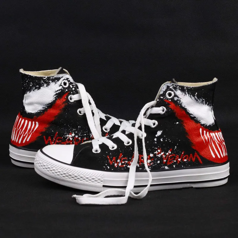 

2019 Couple Models High-top Canvas Shoes Grimace Men and Women Tide Shoes Graffiti Hand-painted Shoes