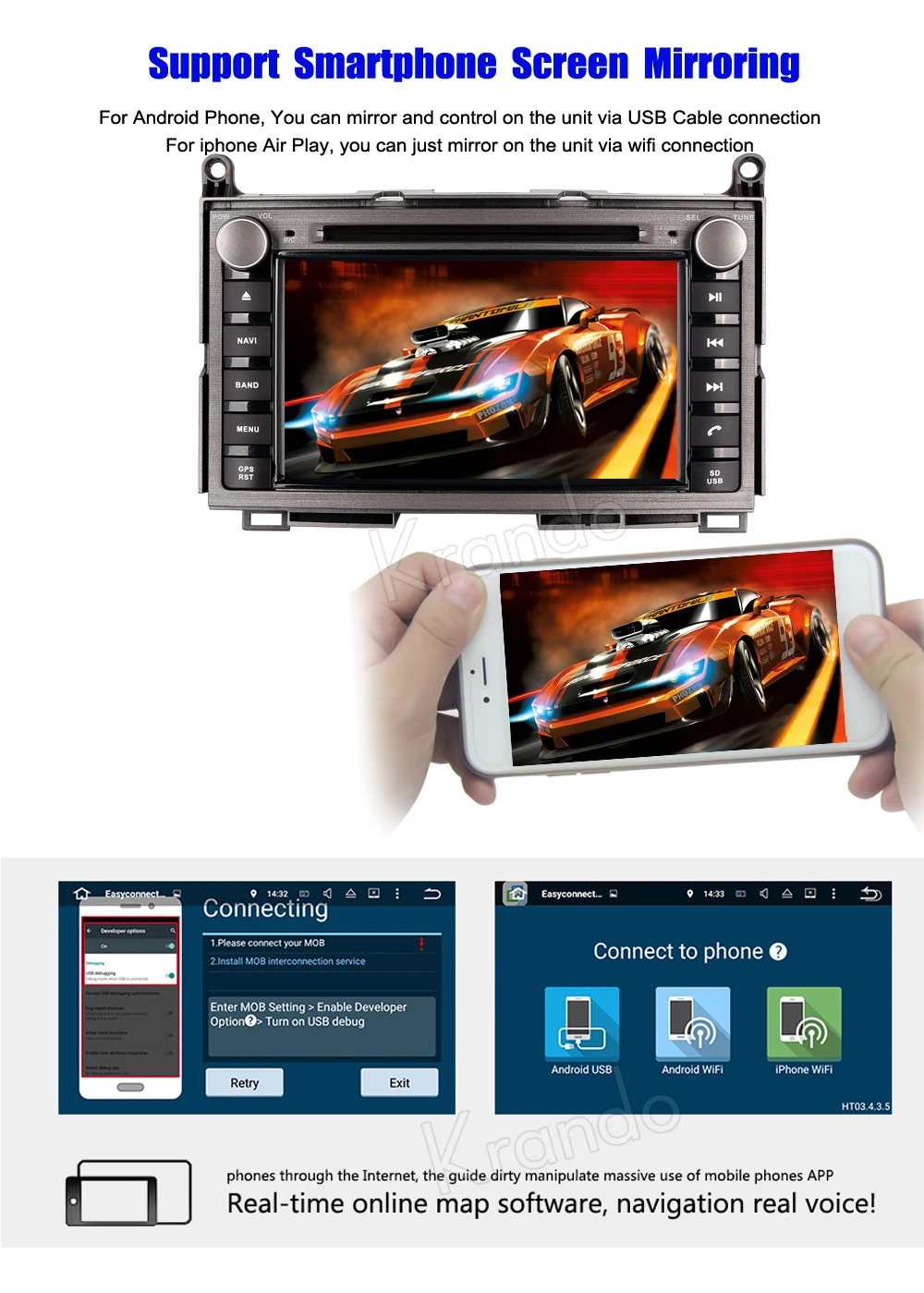 Krando toyota venza android car radio gps dvd player navigation system (5)