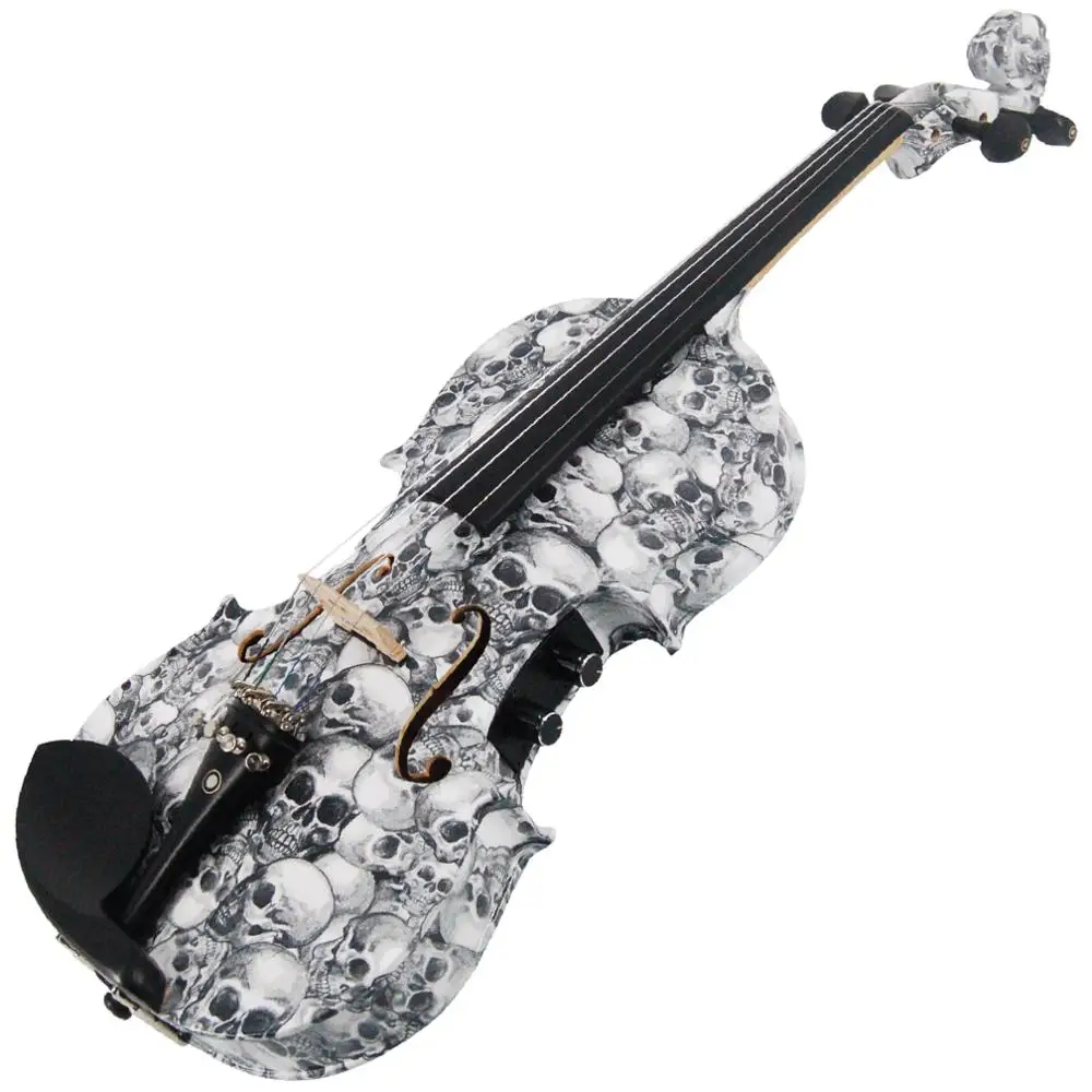 Kinglos Full Size 4/4 Multi Colored Solid Wood Acoustic / Electric Violin Kit with Ebony Fittings
