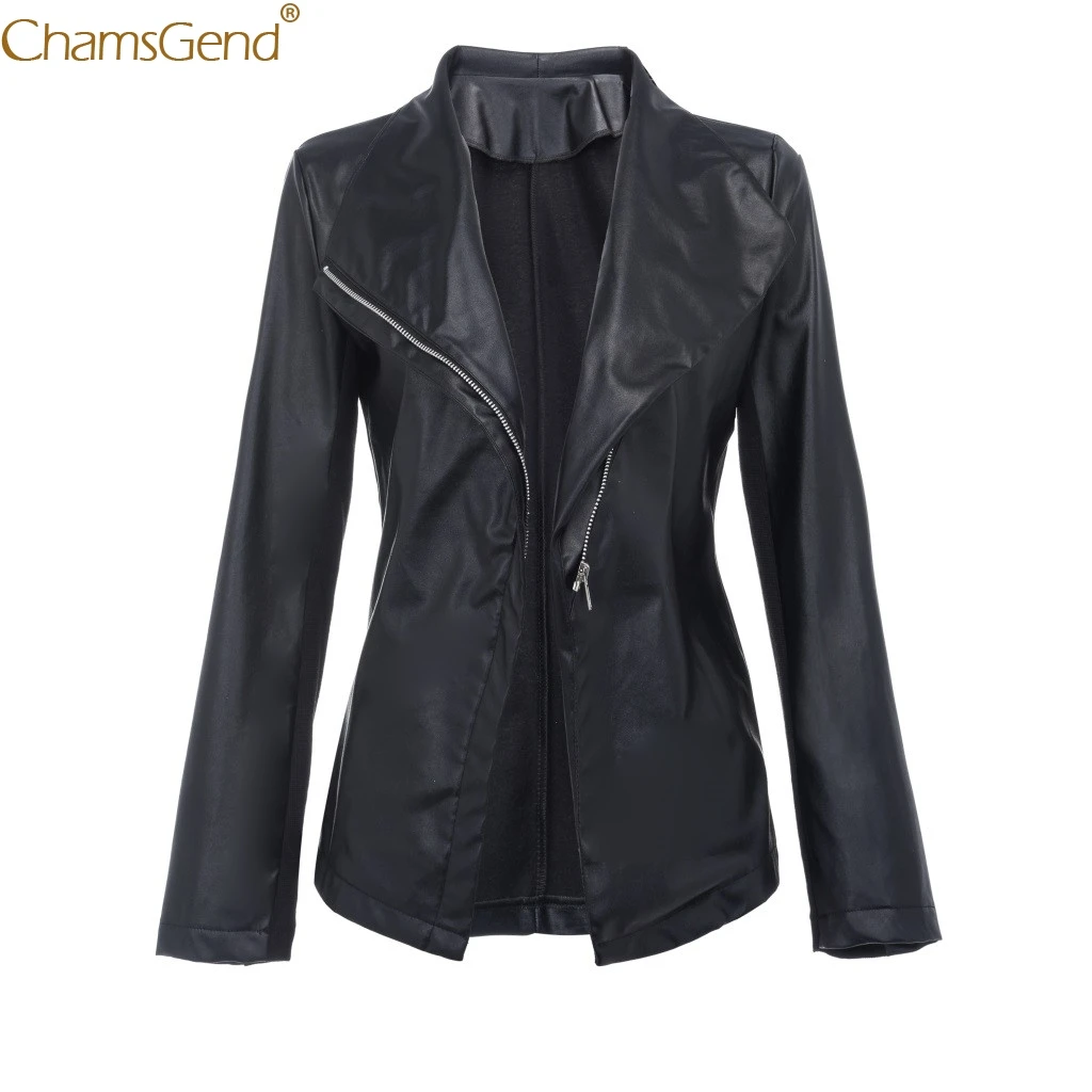 Autumn Black Short Coat Leather Loose Long Sleeve Coat Casual Turn down