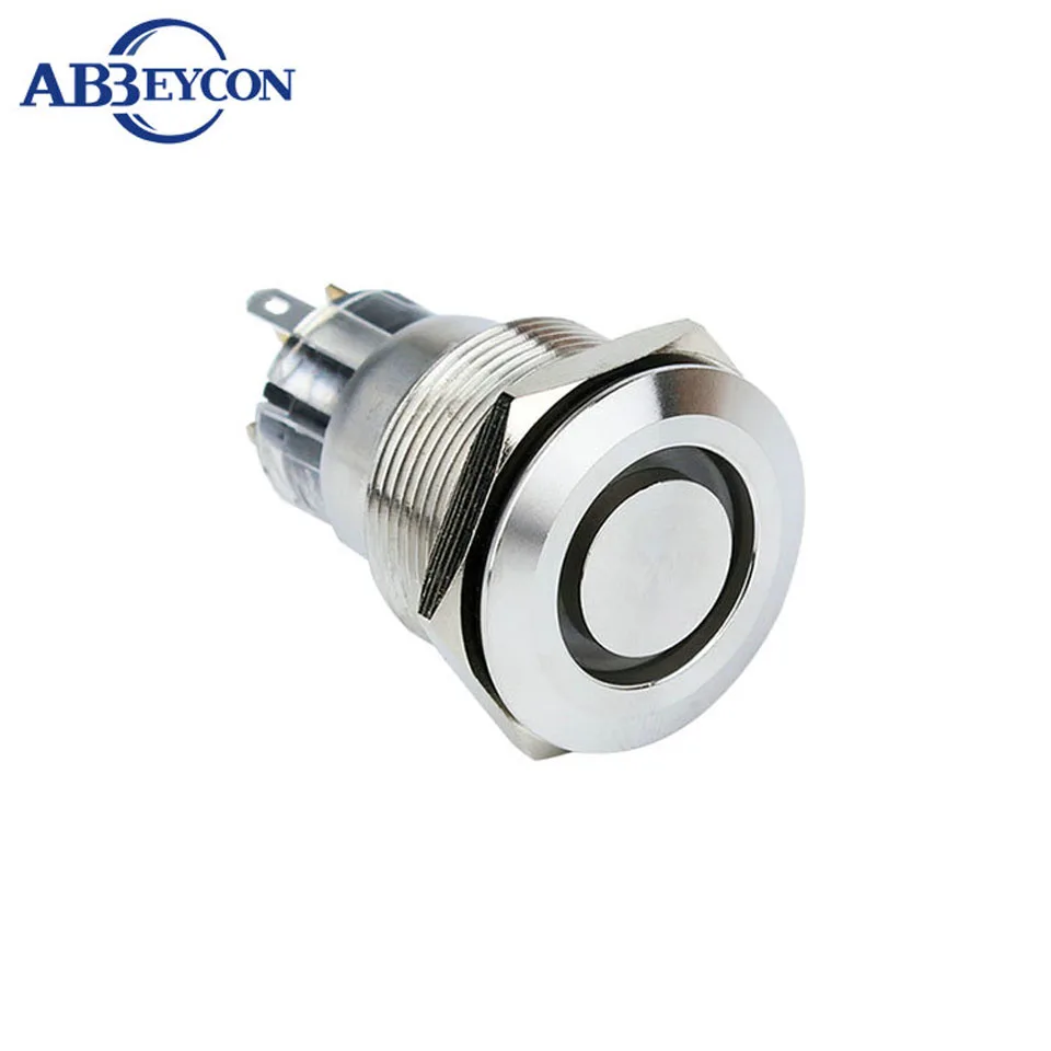 

22mm IP67 Stainless Steel RGB Tri-Color Led Illuminated Lighted Normally Closed Normally Open SPST Pin Terminal Electric Switch