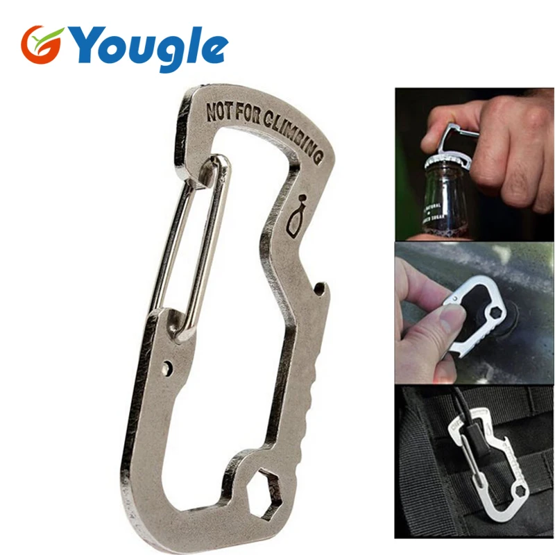

1 pcs Cool Carabiner Cap Lifter Camping Tools Keychain Bottle Opener Allen Key Hole - Sliver outdoor EDC Tools