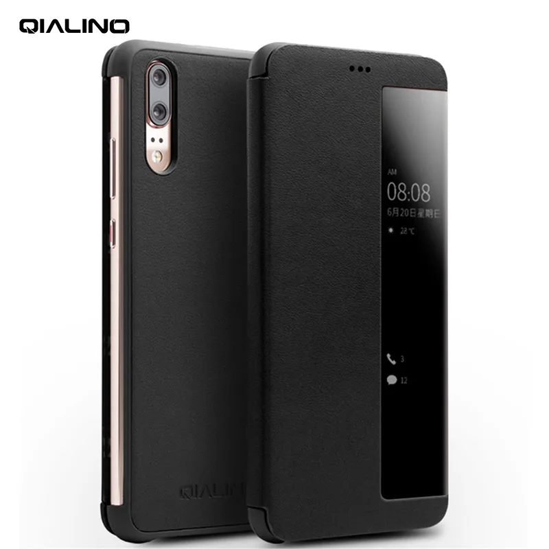 QIALINO Genuine Leather Window Flip Case for Huawei Ascend P20 Smart View Sleep Wake Up Function Phone Cover for Huawei P20 Pro QIALINO Genuine Leather Window Flip Case for Huawei Ascend P20 Smart View Sleep Wake Up Function Phone Cover for Huawei P20 Pro