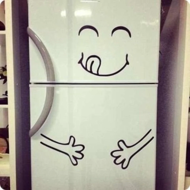 

Cute Fridge sticker Happy Yummy Face Kitchen Fridge Vinyl Wall Sticker Art Refrigerator Wall Decals Home Decor
