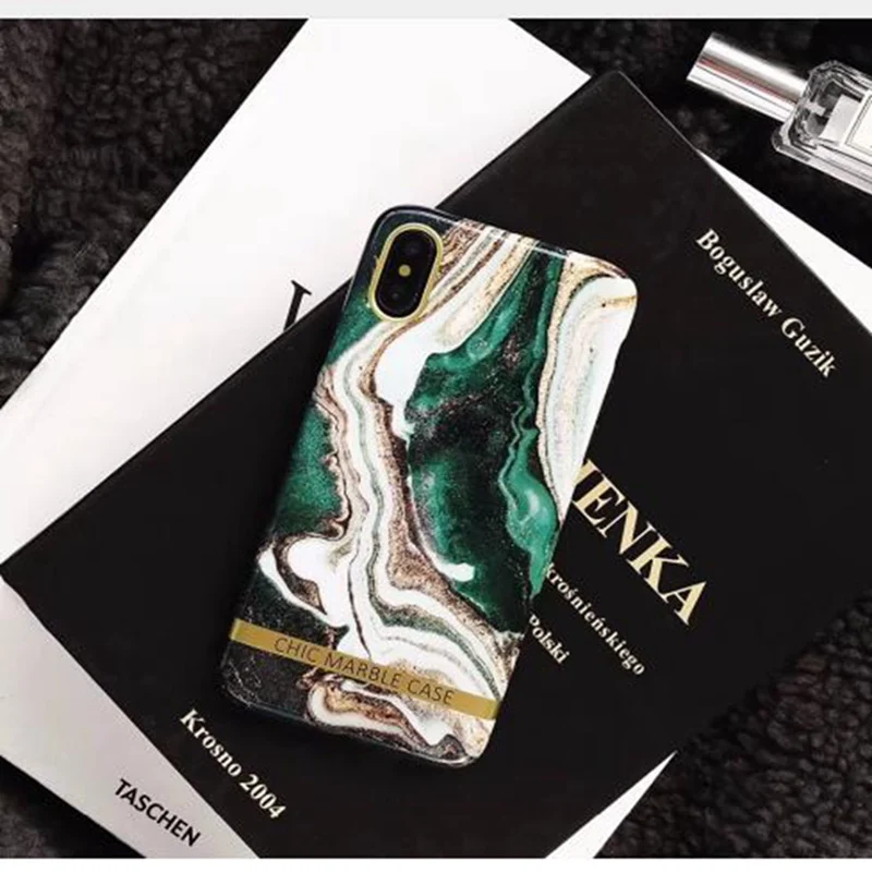 Мягкий чехол с изумрудом и мрамором для iphone 6 6s 7 8 Пномпень XS Max XR X полуупаковка
