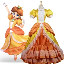 Super Smash Bros. Конечная принцесса Дейзи нарядное платье бальное платье Хэллоуин Косплей Костюм C018