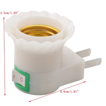

YAM E27 Base To AC Power 110V 220V White Lamp Bulb Socket Adapter Converter On OFF Switch