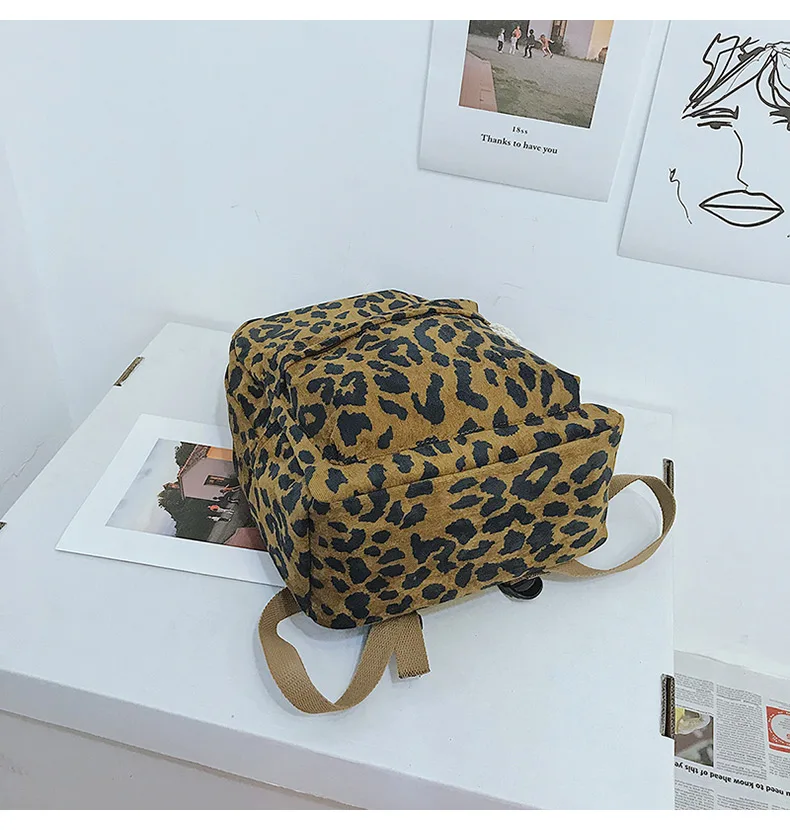 Модный женский рюкзак с леопардовым принтом, вельветовый, с двумя ремешками, женский рюкзак для путешествий, большой вместительный, для девушек, школьная сумка через плечо, XA587WB