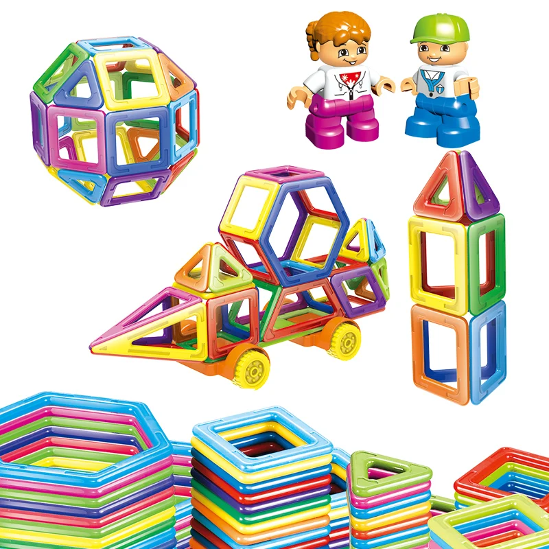 

98PCS With Figurines Magnetic Blocks 168PCS 228PCS Colorful Magnetic Blocks Solid Color Transparent Educational Toy For Children