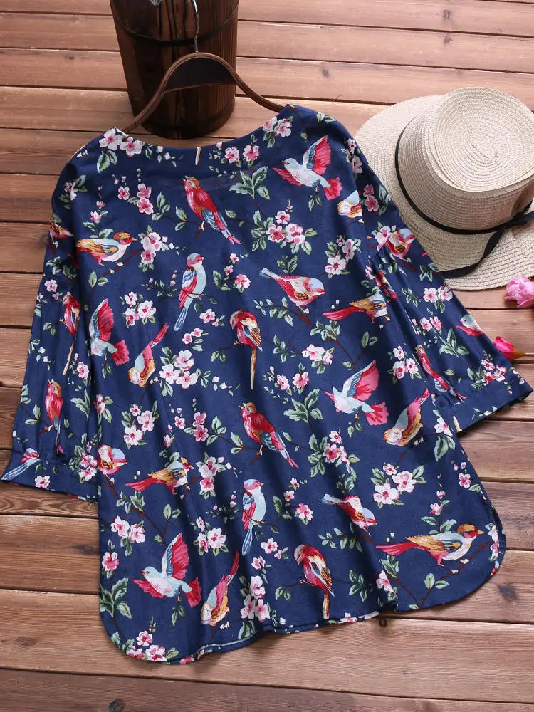 Large size women's shirt cotton and linen printed plus size 5XL 6XL 7XL 8XL 9XL summer round neck long sleeve loose white top