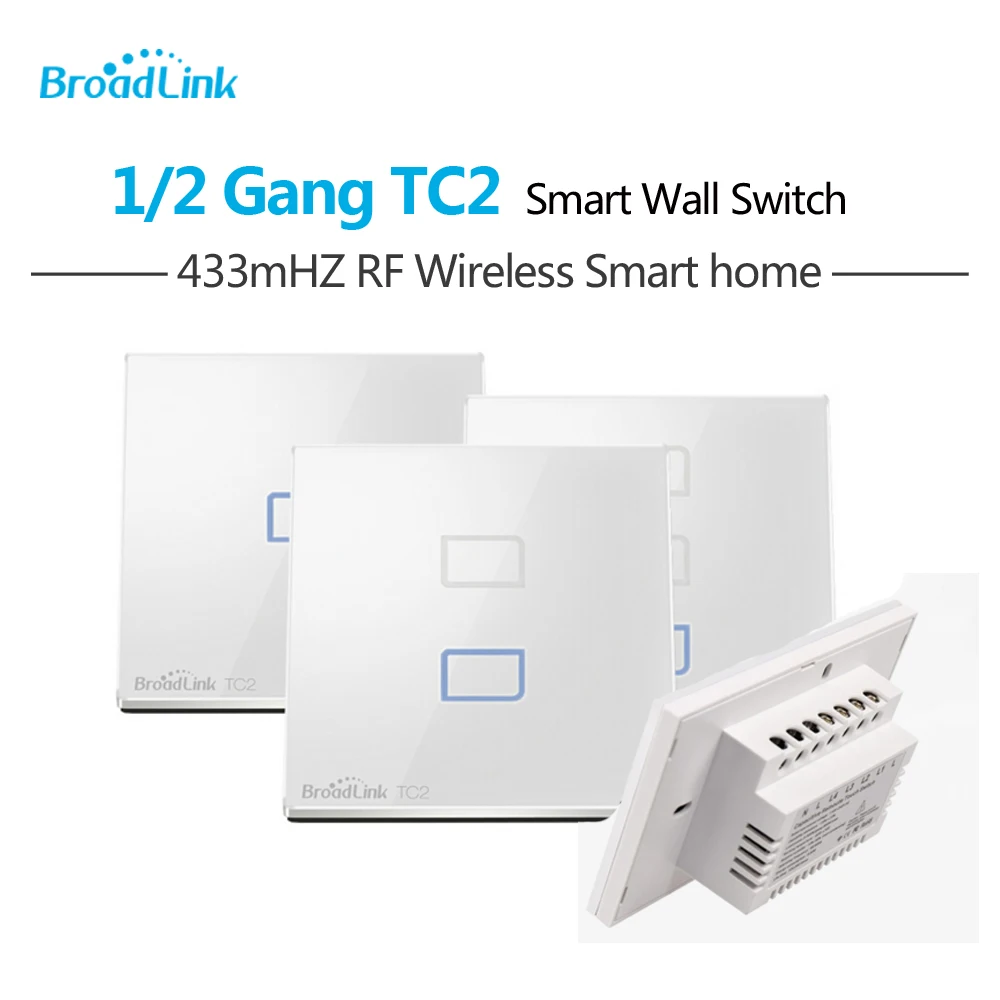 

Broadlink TC2 EU US 110V 220V 1Gang 2Gang Wireless WiFi Power Wall Light Switch Socket Remote ON/OFF TC 1 2 Way Touch Panel