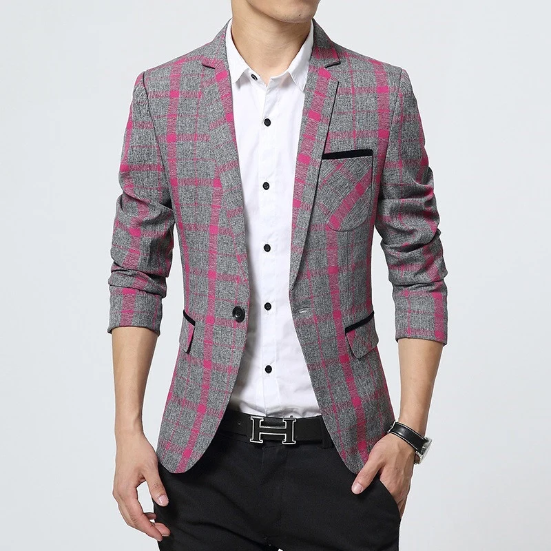 Men blazer newest style slim blazer coat men plaid...