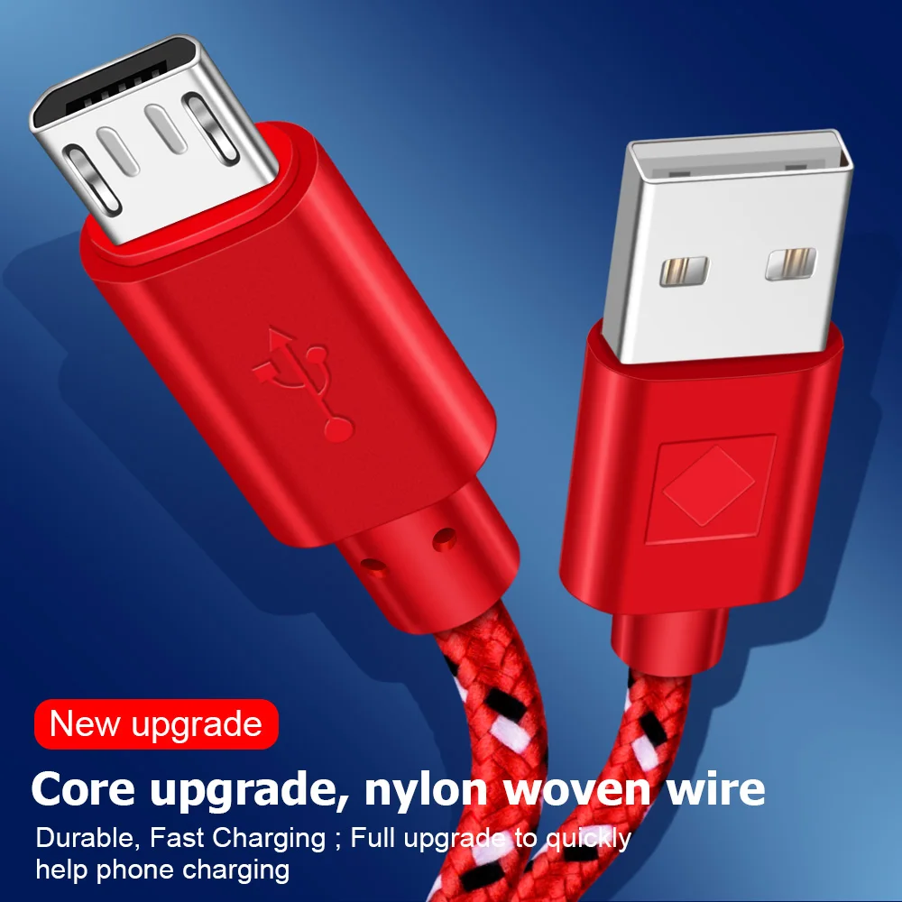 OLAF 1M 2M Nylon Weave Fast Charger Micro USB Cable For Xiaomi Redmi Note 5 Pro 4 Micro USB Charger Data Cable for Samsung S7 S6