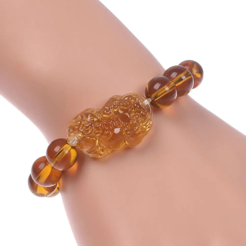 

Fashion Feng Shui Yellow Pi Yao Pi Xiu Bracelet Bead for Wealth Luck 10mm