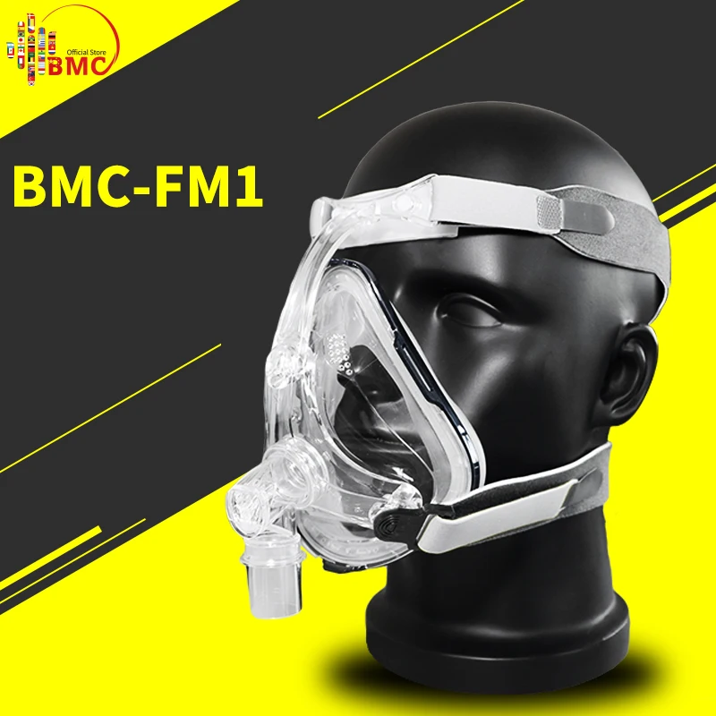 

BMC FM1 Full Face Mask For Snoring Apply To Medical CPAP BiPAP Silicone Gel Material Size S/M/L With Headgear Clip Free Shipping