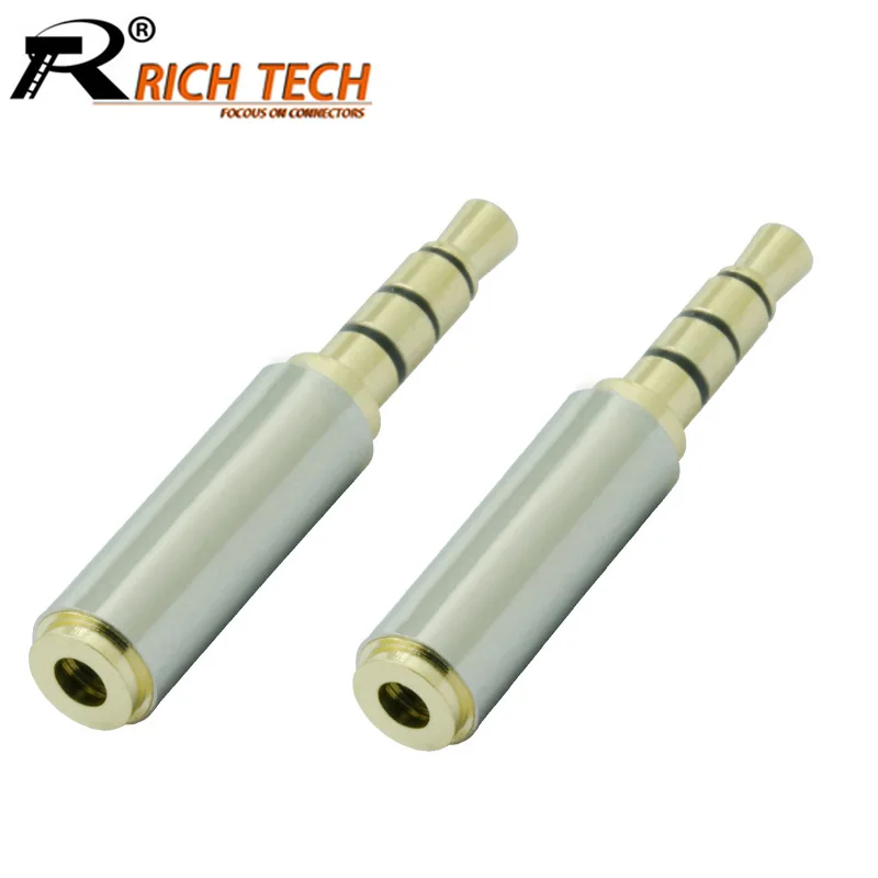100pcs 2 5 mm Female to 3 5 mm Male 4pin Stereo Aduio Adapter Converter Plug Headphone Jack 3 5mm to 2 5mm 4 Pole TRRS Connector