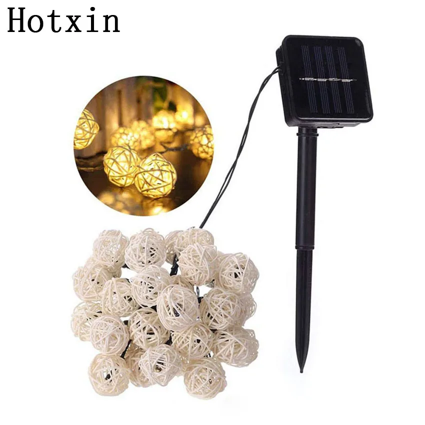 

Eusoli 6m 30 Solar Led Rotan Balls Fairy String Lights Kerstvakantie Outdoor Waterdichte Patio Guirlande Decoratieve Verlichting