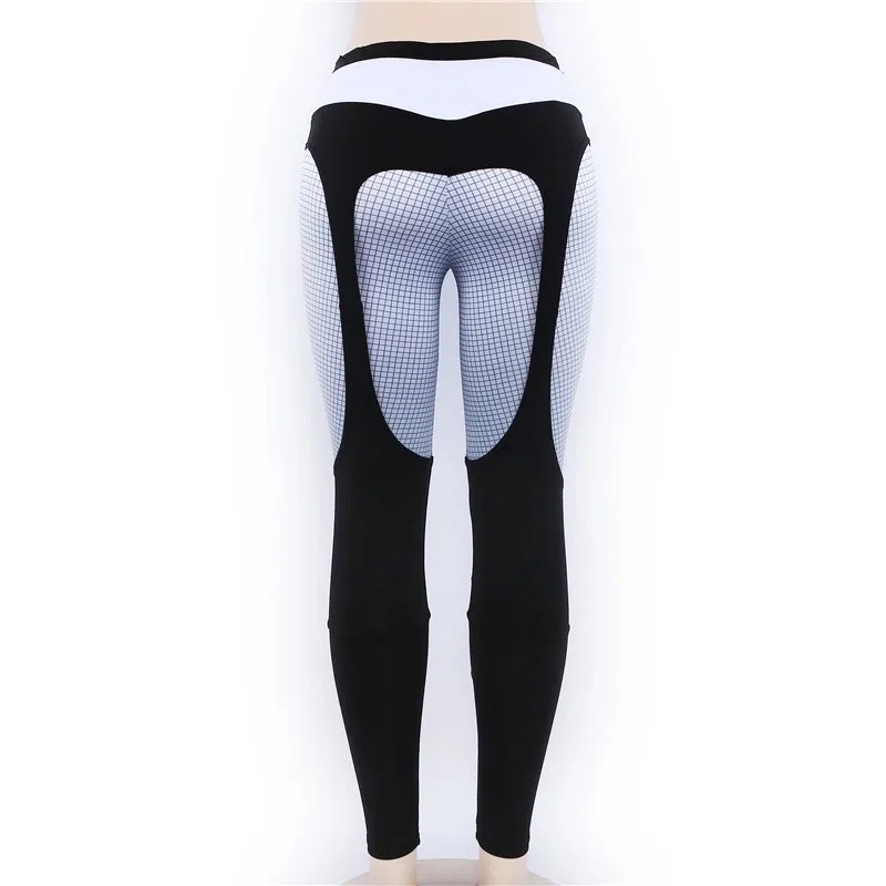2019 Hot leggings stitching print sports hips slim pants women Leggings with color grid prints explosions fashion Fitness pants (6)
