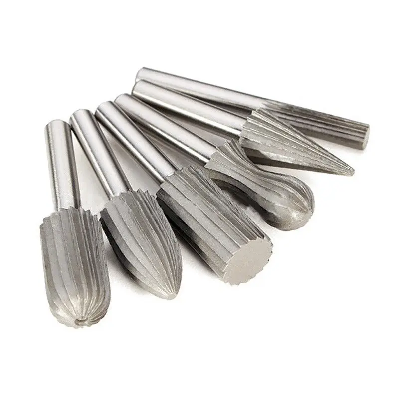 6pcs/Set NEW Bearing Steel Burr Milling Cutter 6mm Shank Rotary Tools Electric Grinding Metal Graver Tool Accessories