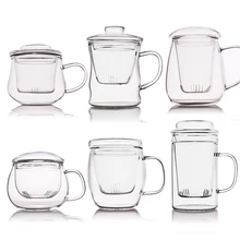 Высокого боросиликатного термостойкого Стекло цветок чашка с крышкой простые офисные чашка для бабл-ти Whit Чай фильтр