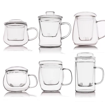 

High-borosilicate Heat-resistant Glass Flower Cup With Lid Simple Office Bubble Tea Cup Whit Tea Strainer Free Shipping