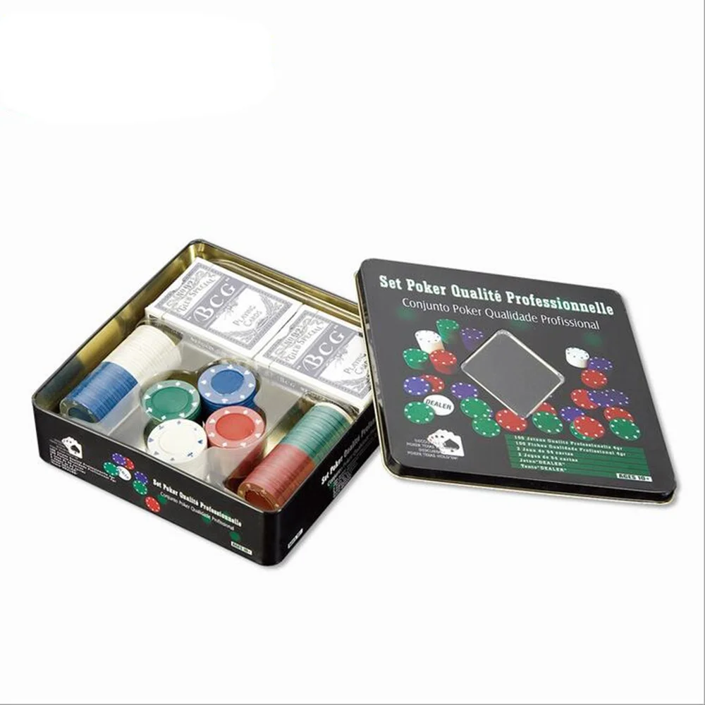 100 шт покерный набор микросхем интеградо покерные фишки 14 г фишки для казино покерная карта для развлечений с коробкой - Цвет: With box