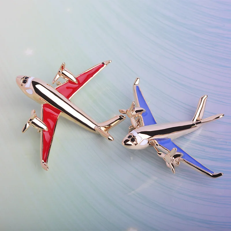 Bulk Sale Airplane Shape Brooches For Women Men Enamel Aircraft Corsage