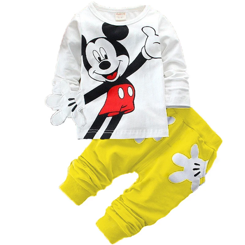 

Spring Autumn Baby Boys Girls Mickey Minnie Clothing sets Kids Clothes Cute Unisex Baby Cartoon Long-sleeved t shirt pant 2pcs